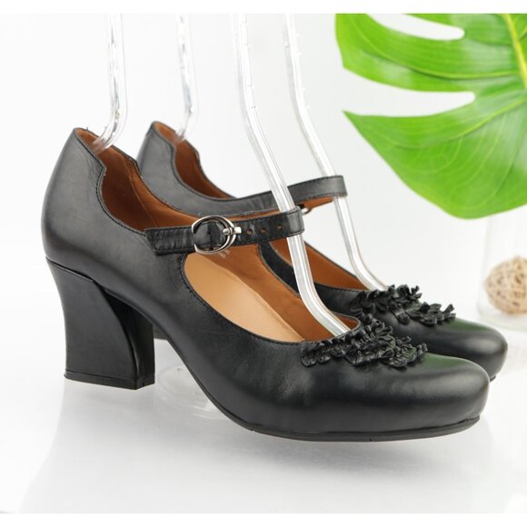 Earthies Womens Shipley Mary Jane Pumps Size 11 Black Leather Block Heel Shoes - Picture 1 of 12